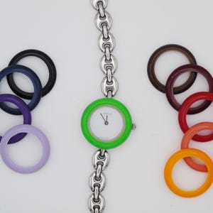Working Vintage ChangeGucci Bezel Watch 90s Gucci 1100 Silver Chain Wristwatch Luxury Designer Elegant Small Quartz
