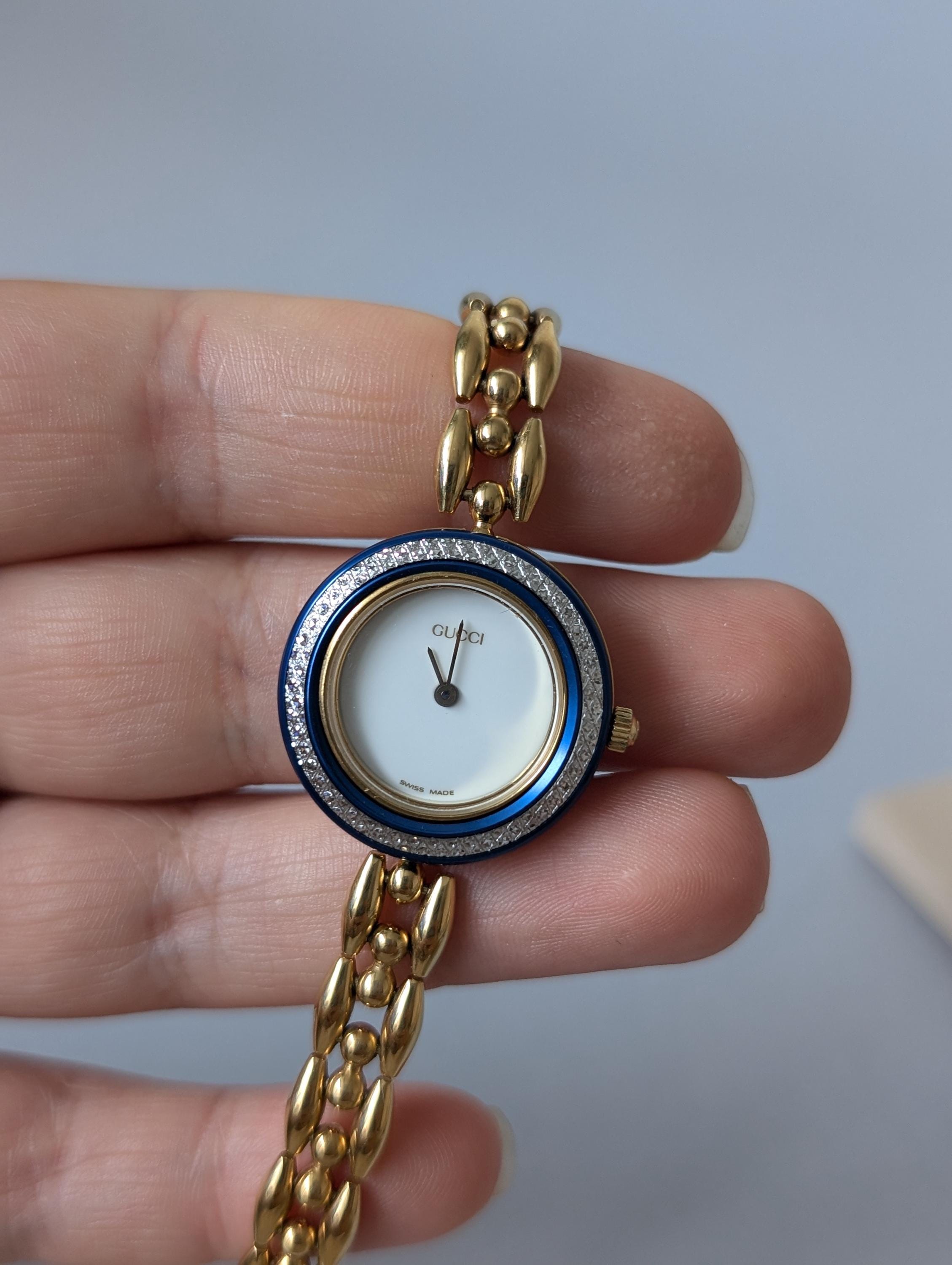 Dressy GUCCI “  Diamond cut” BEZEL for Gucci watch ? Gucci Blue Diamond Cut Bezel RARE!!!!! Impossible to find!!! main image 4