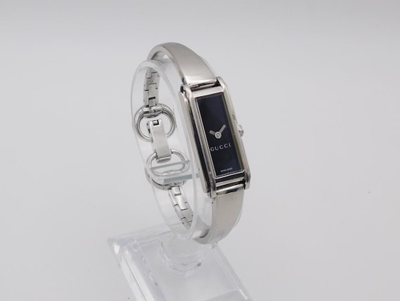 Vintage Gucci Watch Womens Black Dial Silver Tone Tank Watch  display picture 1