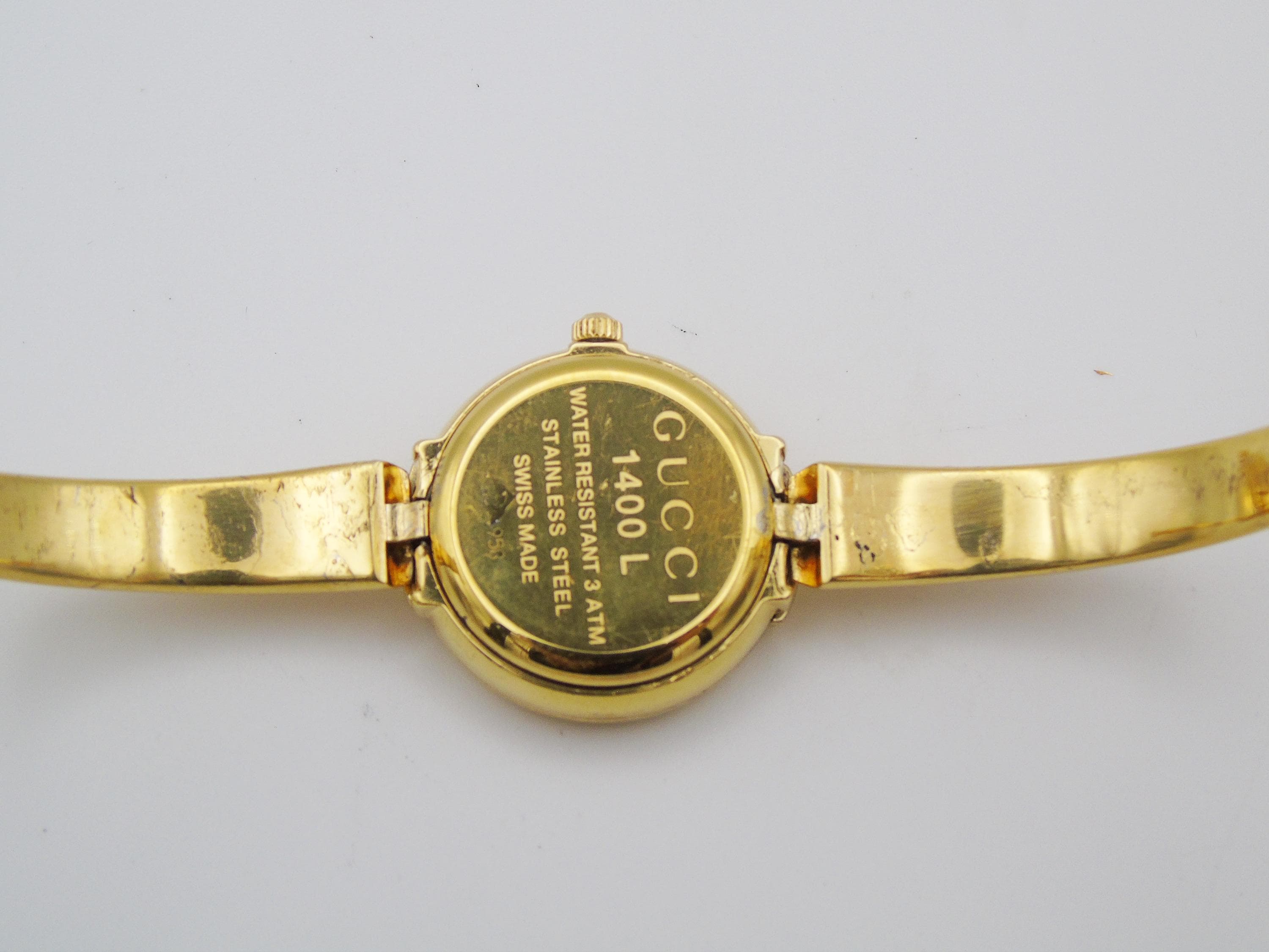 Vintage Gucci 1400L Gold Watch With Box and Papers Elegant Small