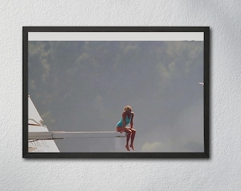 Princess Diana Yacht Print: Portofino Italy, Black and White Photography