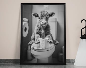 3 Stampe Quadro Bagno Highland Cow – Poster Umoristici Con Mucche Nella Vasca, 30,5x40,6 Cm, Decorazione Parete