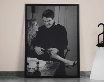 Carrie and Mr Big Poster Black and White Poster Canvas Decor Canvas Print