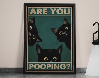 Are You Pooping Cat Print, Cat Printable Bathroom Decor, Funny Bathroom Poster, Bathroom Decor Wall Art, Funny Cat Are You Pooping Poster