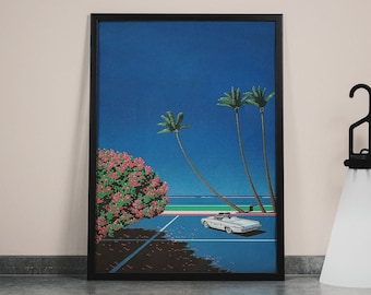 Hiroshi Nagai Summer Record Store - Retro Japanese Art Print Poster - Asian Decor - Japandi Vaporwave - Vintage Wall Art Canvas