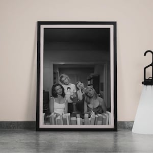 Lustige SATC Badezimmer Leinwand Kunst, TV-Szene Wanddekoration, 90er Jahre TV-Show Wandkunst, Vintage Badezimmer Poster schwarz weiß