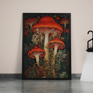 Inspired Mushroom Art Print, Mushroom Print, Botanical Wall Decor, Poster Nature Living Room Art,Forest Wall Art, Moodie art
