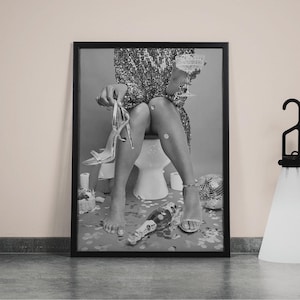 After the Disco Party Print, Black and White, Funny Bathroom Wall Art, Bar Poster, Girls Bathroom Decor, Teen Girl Bedroom,