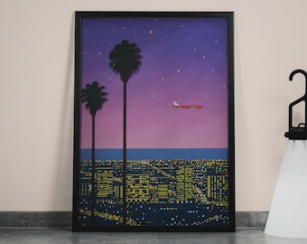 Hiroshi Nagai Downtown Sunset Retro Japanese Art Print Poster Asian Decor Japandi Large Wall Art Canvas