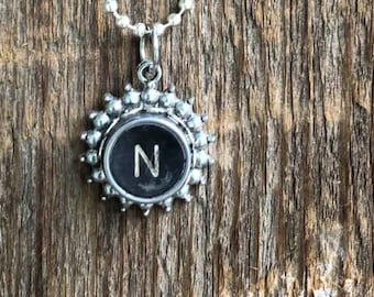 SALE: Typewriter Key Necklace, Vintage, Initial Jewelry,  Letter N, Typography Jewelry READY to SHIP