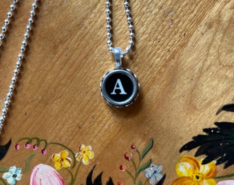 Typewriter Key Necklace * Vintage * Initial Jewelry *  Letter A *  Initial Pendant * Typography Jewelry READY to SHIP