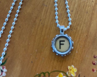 Typewriter Key Necklace * Vintage * Initial Jewelry *  Letter F *  Initial Pendant * Typography Jewelry READY to SHIP