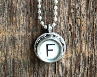 SALE: Typewriter Key Necklace, Vintage, Initial Jewelry,  Letter F, Typography Jewelry READY to SHIP