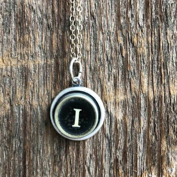 SALE: Typewriter Key Necklace, Vintage, Initial Jewelry,  Letter I, or number 1,  Typography Jewelry READY to SHIP