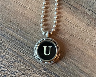 SALE: Typewriter Key Necklace, Vintage, Initial Jewelry,  Letter U, serif font, Typography Jewelry READY to SHIP