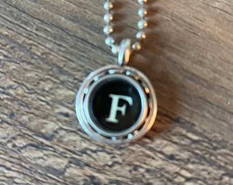 SALE: Typewriter Key Necklace, Vintage, Initial Jewelry,  Letter F , serif font, Typography Jewelry READY to SHIP