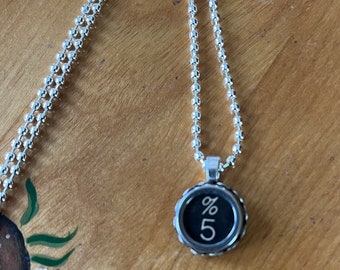 Typewriter Key Necklace * Vintage * Initial Jewelry *  Number 5 *  Pendant * Recycled Jewelry READY to SHIP