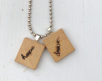 SALE - Scrabble Tile Necklace Hope and Dream Recycle UpCycle Vintage Jewelry