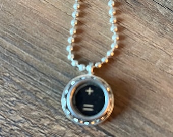 SALE: Typewriter Key Necklace, Vintage, Initial Jewelry,  Plus and and Equal symbol key! Typography Jewelry, READY to SHIP