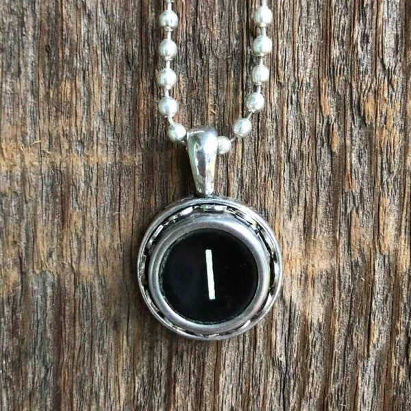 SALE: Typewriter Key Necklace, Vintage, Initial Jewelry,  Letter I, or lower case L, or number 1,  Typography Jewelry READY to SHIP