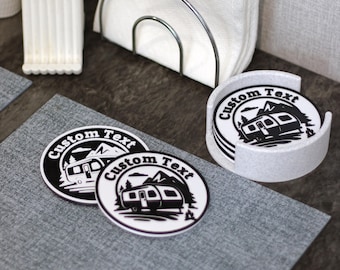 Custom RV Camping Coaster Set – Personalized Gift for Campers - 4” - Travel Trailer Decor - Camping Coaster - RV decor - Outdoor - PETG