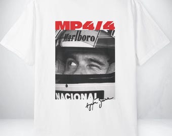 Vintage F1 Ayrton Senna Graphic T-shirt, McLaren Honda MP4/4 Inspired Tee, Unisex Racing Shirt, Formula 1 Fan Gift, Retro Motorsport Top