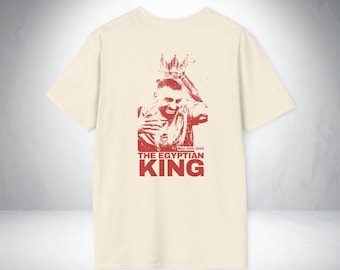 Camiseta unisex de estilo vintage con estampado de Mohamed Salah, Rey Egipcio, ropa para aficionados del Liverpool FC, camiseta de estadio, estampado grunge, regalo de fútbol.