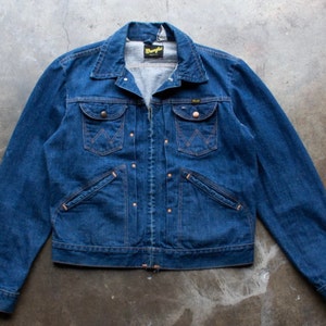 Vintage 1960s/70s Wrangler 24mjz Pleat Zip-front Denim Jacket Size 