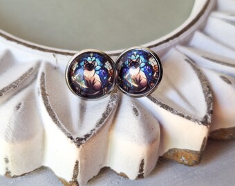 Siamese Cat Earrings, Cat Earrings, Stainless Steel, Hypoallergenic