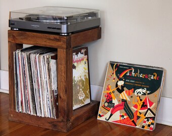 Handcrafted Record Player Stand Made from Reclaimed Wood * FREE SHIPPING