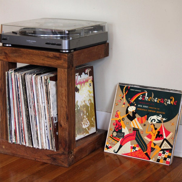 Handcrafted Record Player Stand Made from Reclaimed Wood * FREE SHIPPING