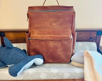 Large Leather Diaper Bag for Moms, Baby Shower Gift, Travel Backpack for Baby Essentials, New Moms Baby Bag, Gift for New Moms, Mom Backpack