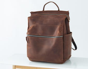 Leather Diaper Bag for Moms, Travel Backpack for Baby, Diaper Backpack, Brown Mom Bag, Baby Diaper Bag, Custom Diaper Bag, Moms Diaper Bag