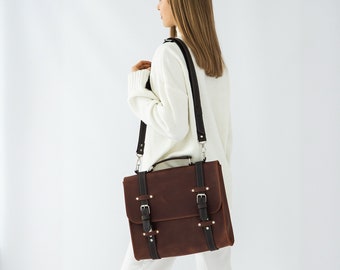 Sac à main en cuir pour femme, cartable en cuir, sac pour ordinateur portable personnalisé, sac en cuir, sac de travail, sac à bandoulière, sac pour ordinateur portable, sac de bureau, sac de messager