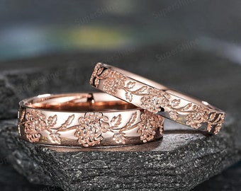 Vintage Nature Inspired Chrysanthemum Anniversary Rings Set Custom
