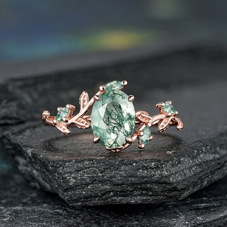 Olivenorma Natural Moss Agate Leaf Wrap Jewelry Set