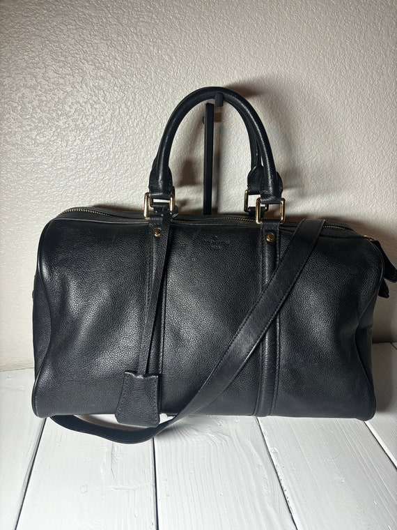 Genuine leather black L.V duffle bag