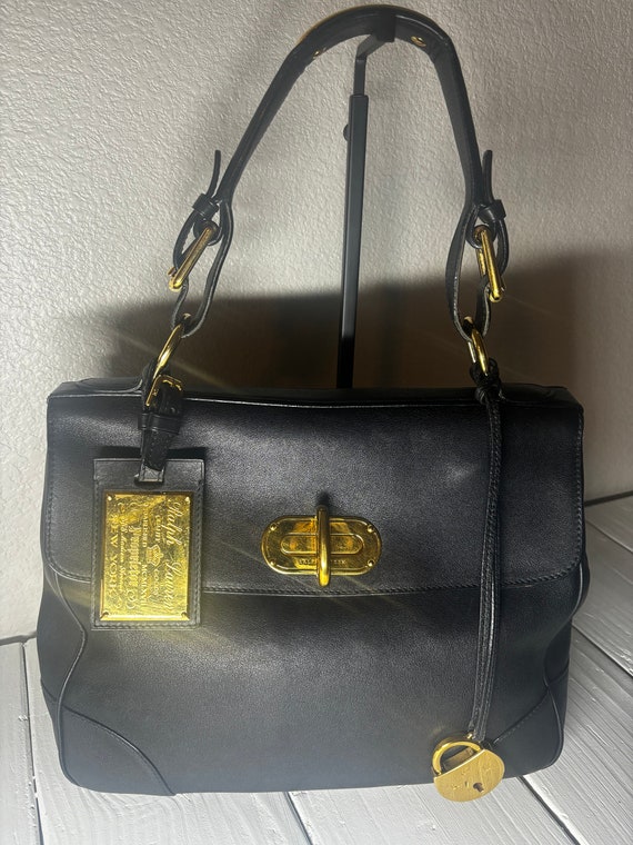 Authentic Ralph Lauren black leather hand bag