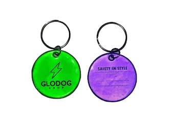 Reflective Dog Tag Keychain – Glow-in-Dark Pet ID Charm, Clip-On Safety Tag for Dogs