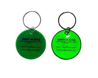 Reflective Dog Tag Keychain – Glow-in-Dark Pet ID Charm, Clip-On Safety Tag for Dogs
