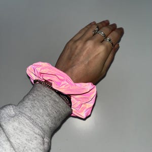 Pink Women's Reflective Hair Band, Solid Color Hair Accessories for Daily Wear, Summer, Glow in the Dark, Cute