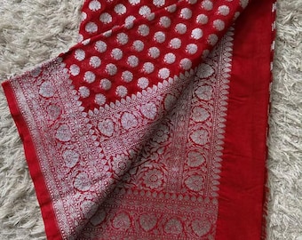 Sari de seda Banarasi de lujo: tejido zari intrincado, boda india
