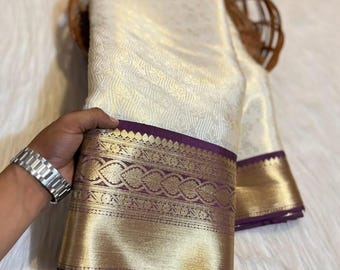Handloom Banarasi Kanjivaram Tissue Silk Saree - Wedding Party Wear