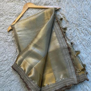 banarasi Golden Tissue Silk Saree: Elegant Wedding Party Wear