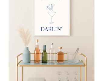 Cheers Darlin’ Wall Art Print – Disco Cowgirl Dorm Decor | Digital Download | Bar Cart Sign | College Apartment Art | Custom Colors