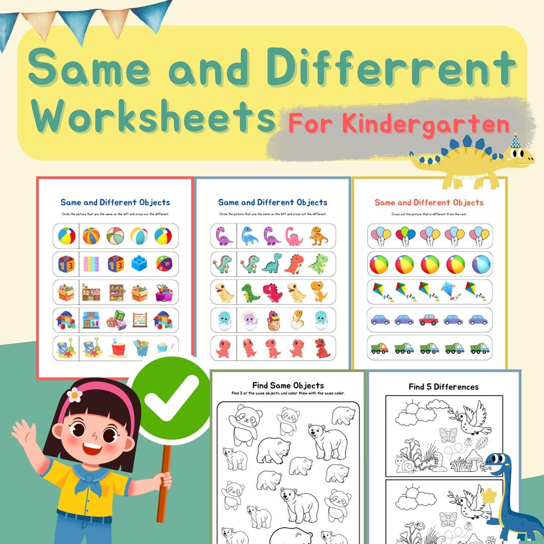 Same and Different Objects Worksheets (15 Pages) for Kindergarten - Etsy