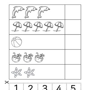 1-10 Summer Counting, Flashcards and Worksheet, Fun Exercises for ...