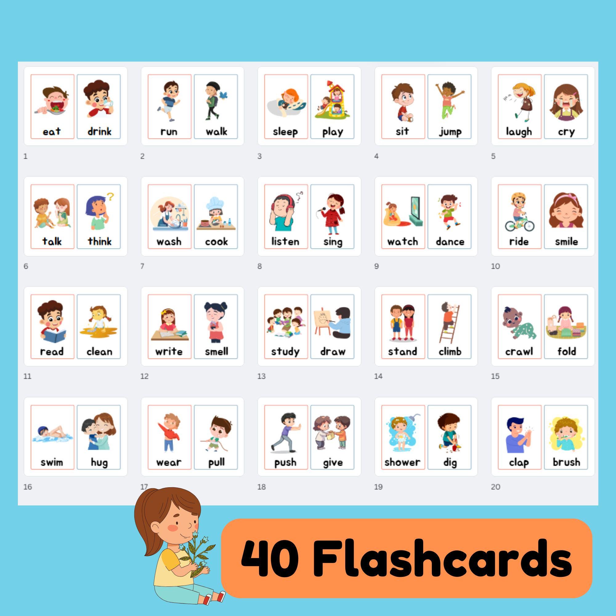 Flash Card Linguaggio - 320 Schede Educative Per Logopedia, ESL, Autismo, Categorie, Emozioni, Verbi
