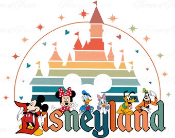 Disneyland Retro PNG 300DPI – Castillo de Mickey, Minnie y sus amigos • Archivo digital bonito para camisetas