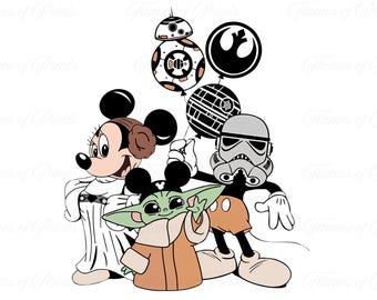 Star Wars Mickey Minnie Baby Yoda PNG / Disney Star Wars Clipart / Lindo Mandaloriano Descarga Digital